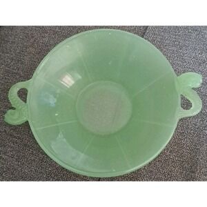Vintage Fenton Green Jadite‎ Koi Fish Candy Bowl